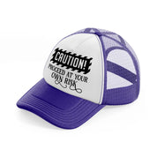 proceed at your own risk-purple-trucker-hat