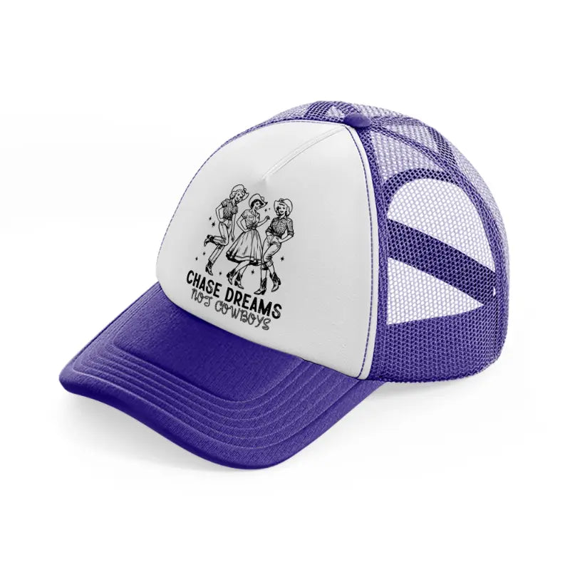 chase dreams not cowboys-purple-trucker-hat