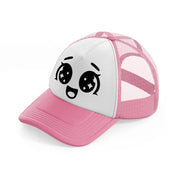 happy delight face-pink-and-white-trucker-hat