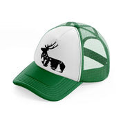 hunting symbol green and white trucker hat