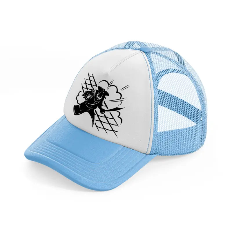 pirate fight sky blue trucker hat