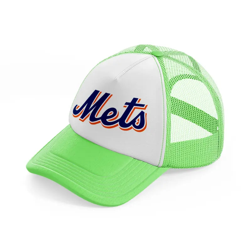 new york mets blue emblem lime green trucker hat