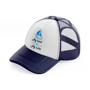 my boat my rules-navy-blue-and-white-trucker-hat