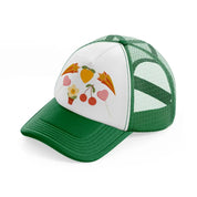 hippie rectangular green and white trucker hat