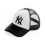 newyork yankees emblem-black-and-white-trucker-hat