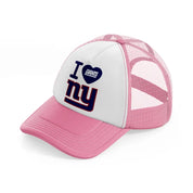 i love new york giants-pink-and-white-trucker-hat