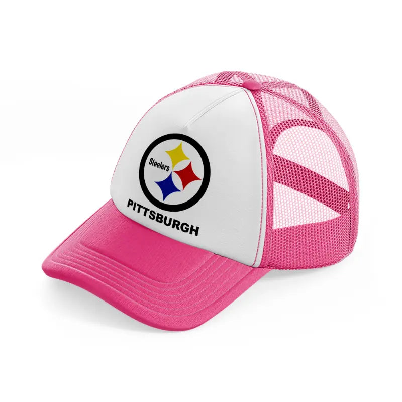 pittsburgh steelers black badge-neon-pink-trucker-hat