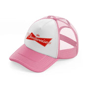 budweiser simple logo-pink-and-white-trucker-hat
