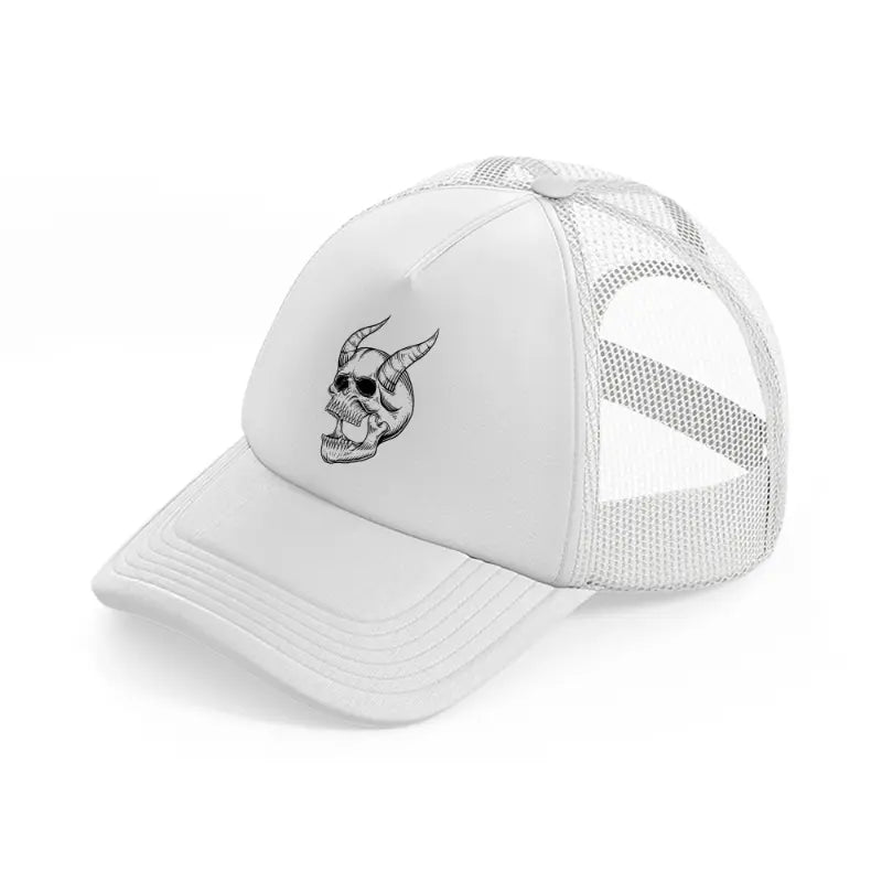 demon skull laughing-white-trucker-hat