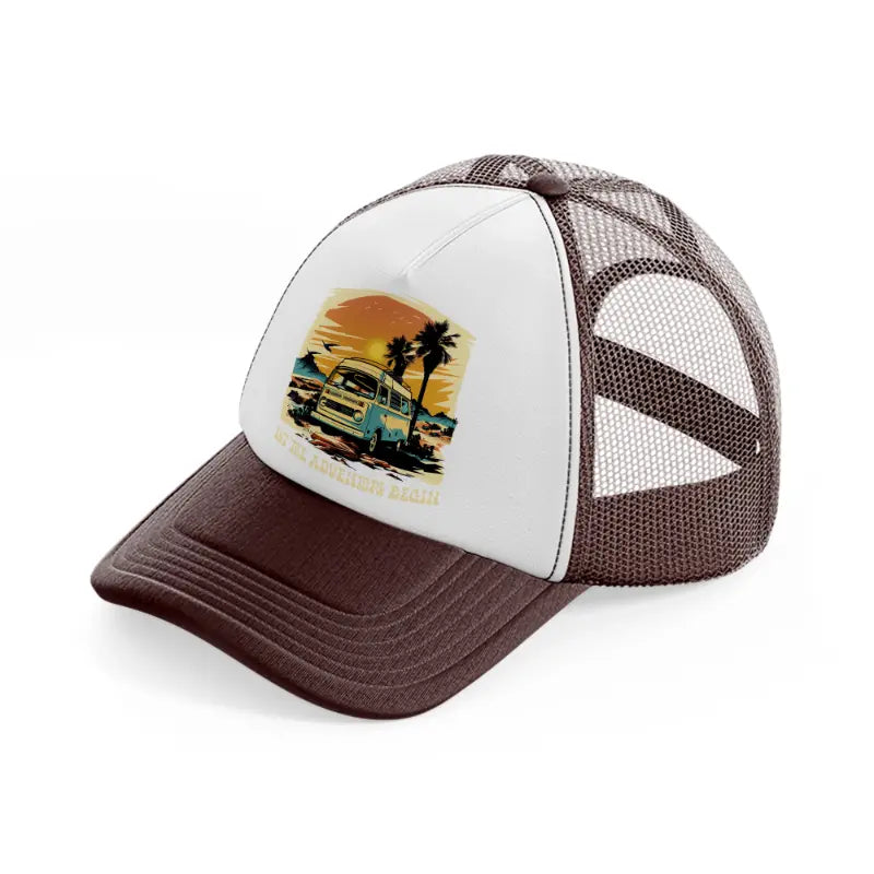 let the adventure begin-brown-trucker-hat