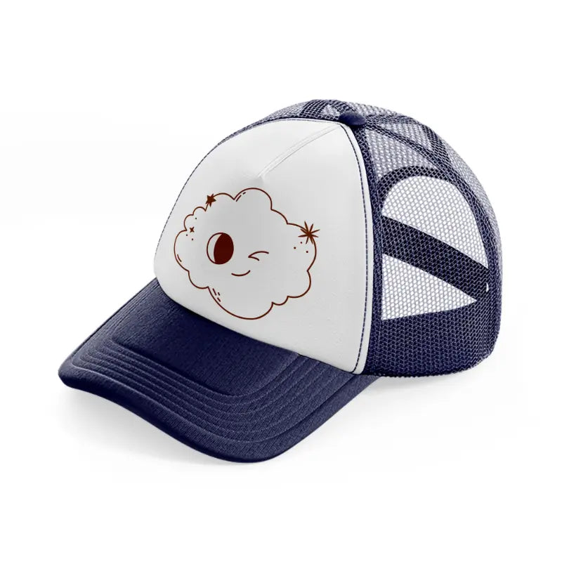 cloudy wink navy blue and white trucker hat