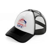 saltwater life-black-and-white-trucker-hat