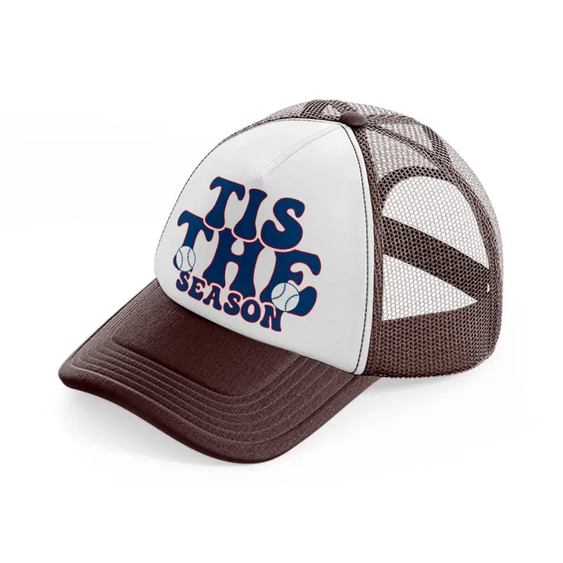 tis the season blue brown trucker hat