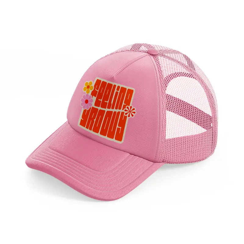 groovy love sentiments gs 06 pink trucker hat