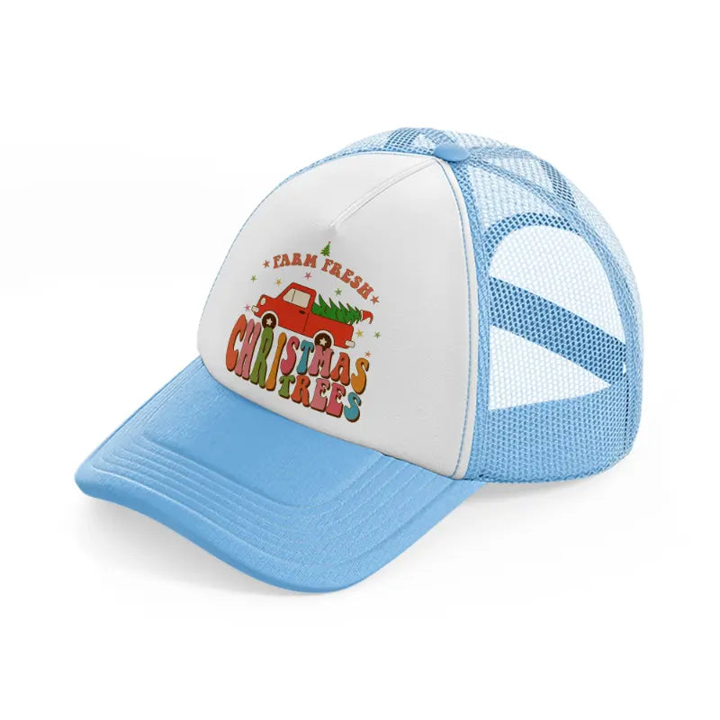 farm fresh christmas trees with truck-sky-blue-trucker-hat