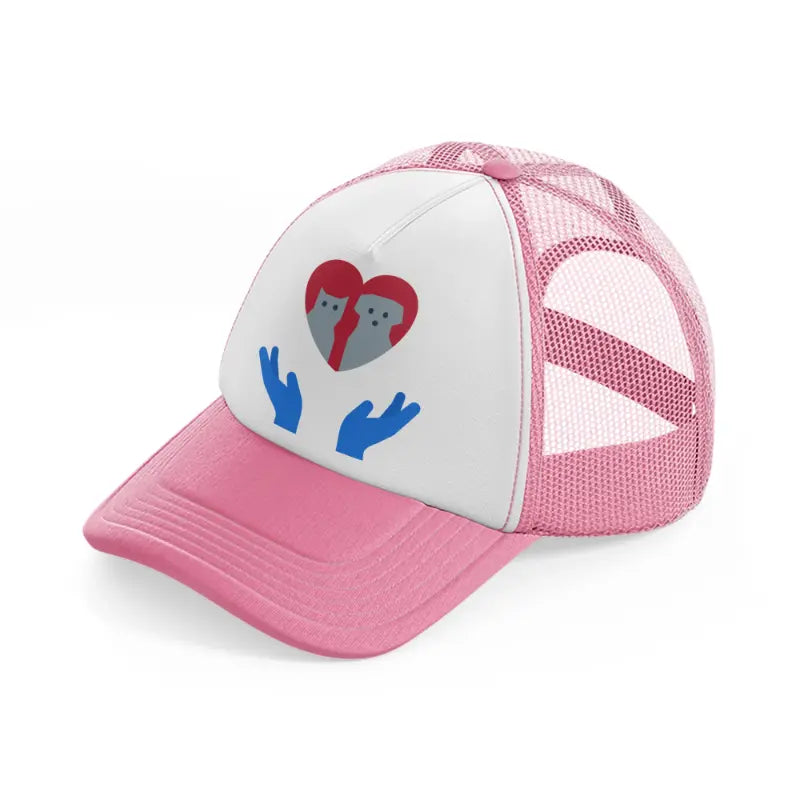 pet care pink and white trucker hat