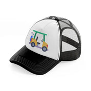 golf cart-black-and-white-trucker-hat