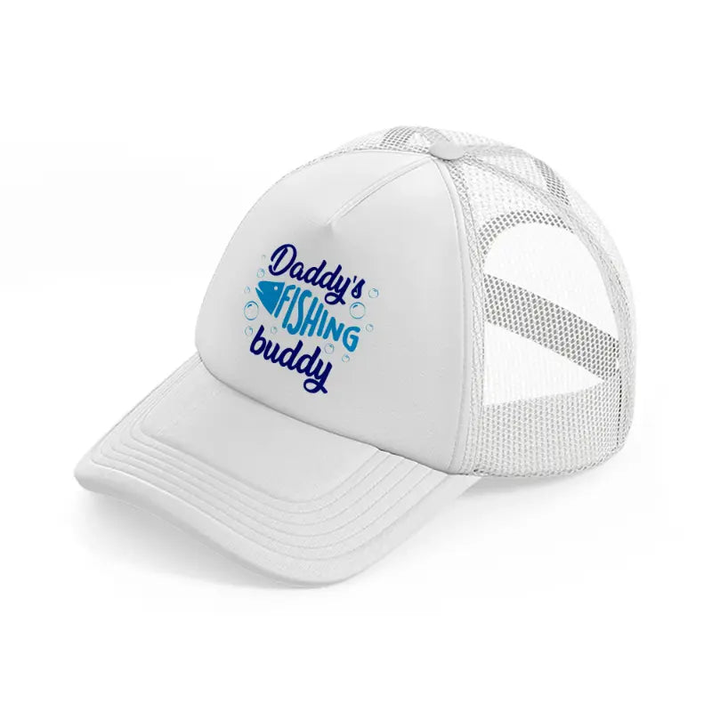 daddy's fishing buddy blue white trucker hat