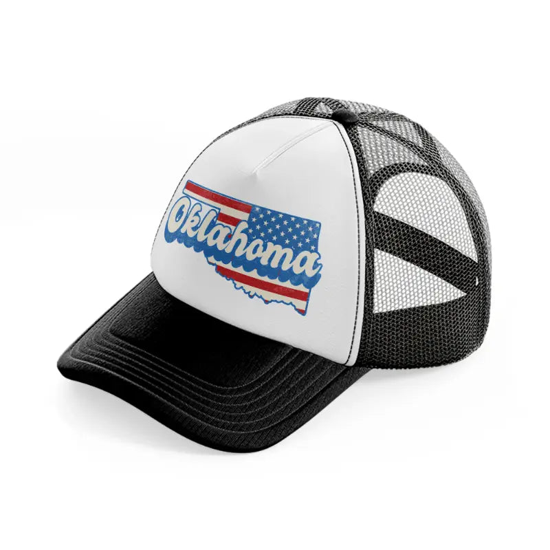 oklahoma flag-black-and-white-trucker-hat