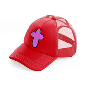 pink cross-red-trucker-hat