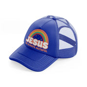 jesus is always faitful blue trucker hat