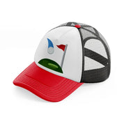 golfing cartoon-red-and-black-trucker-hat
