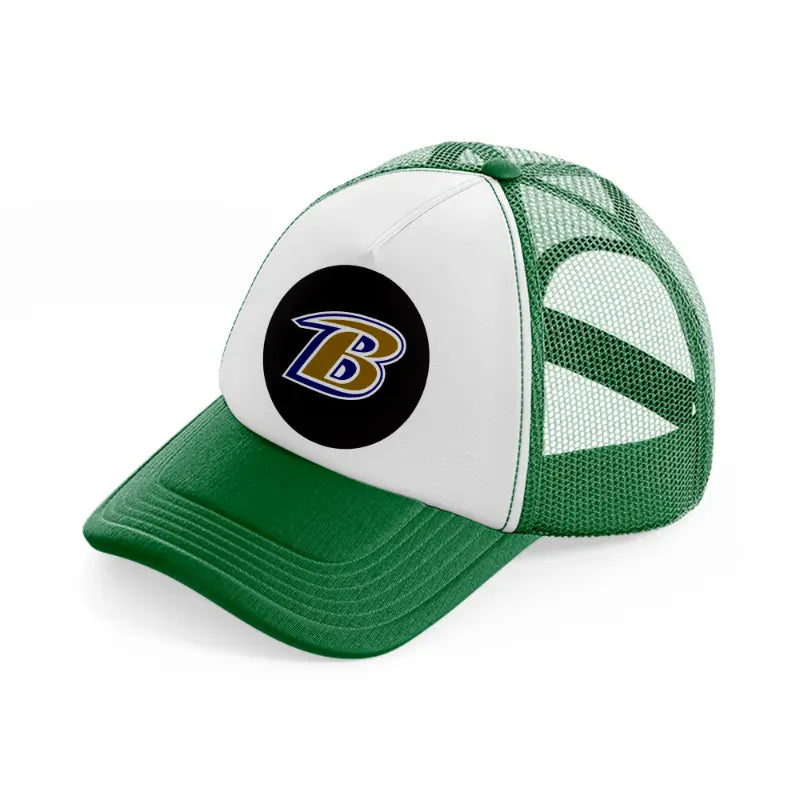 baltimore ravens circle logo-green-and-white-trucker-hat