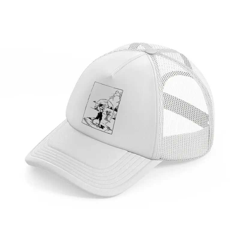 golfer b&w-white-trucker-hat