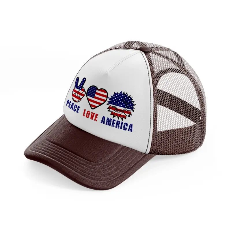 peace love america-010-brown-trucker-hat