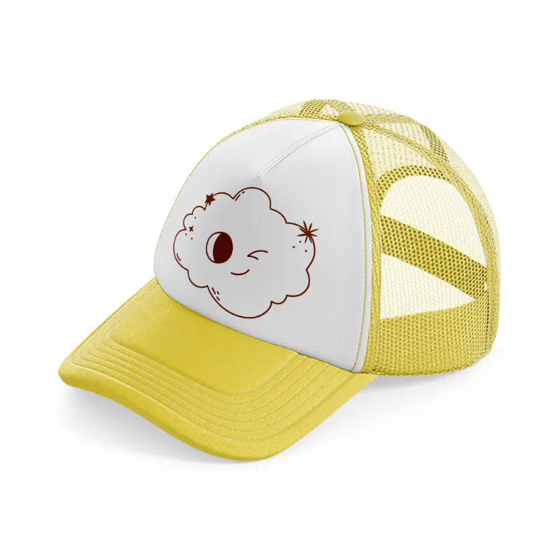 cloudy wink yellow trucker hat