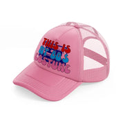 this is my 80s costume -pink-trucker-hat