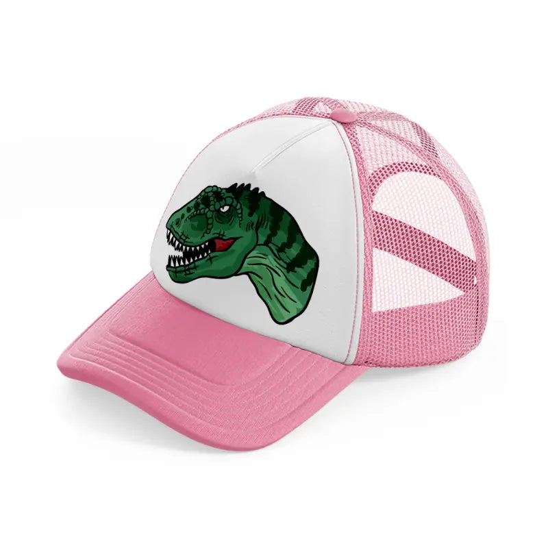 tyrannosaurus rex pink and white trucker hat