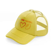 peace-love-football-gold-trucker-hat