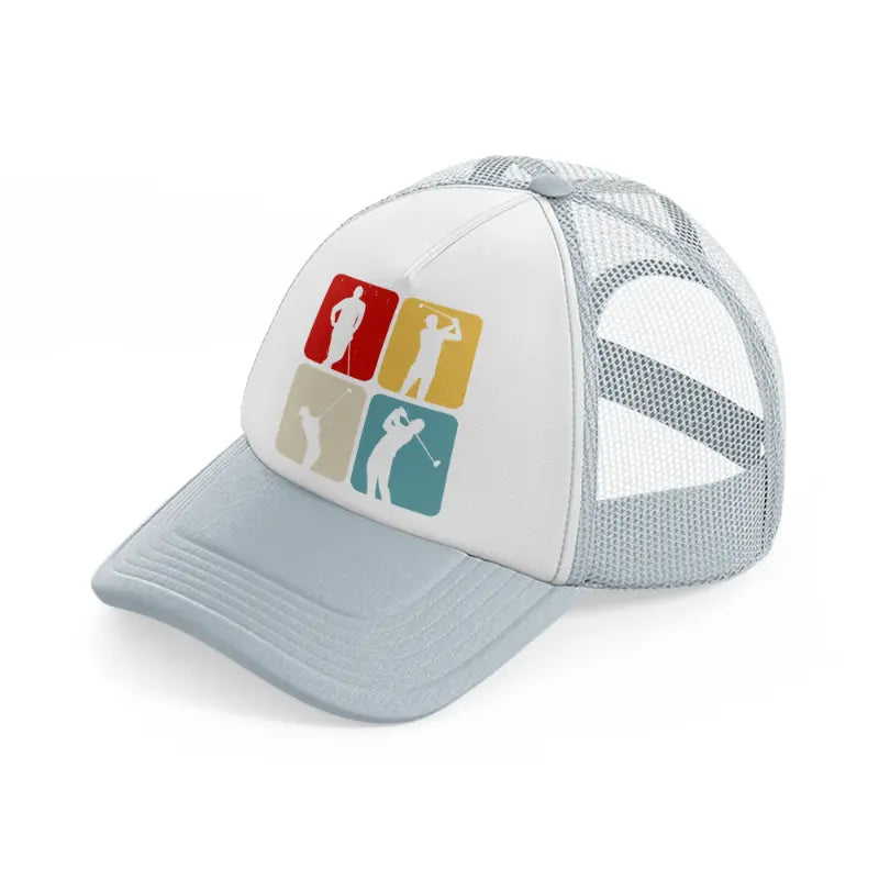 golf pose grey trucker hat