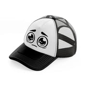 crying face black and white trucker hat