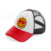 happy love face-red-and-black-trucker-hat