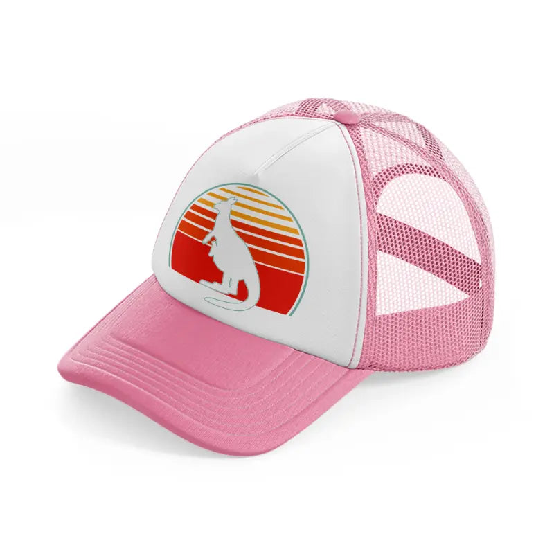 kangaroo retro vintage 80s style-pink-and-white-trucker-hat