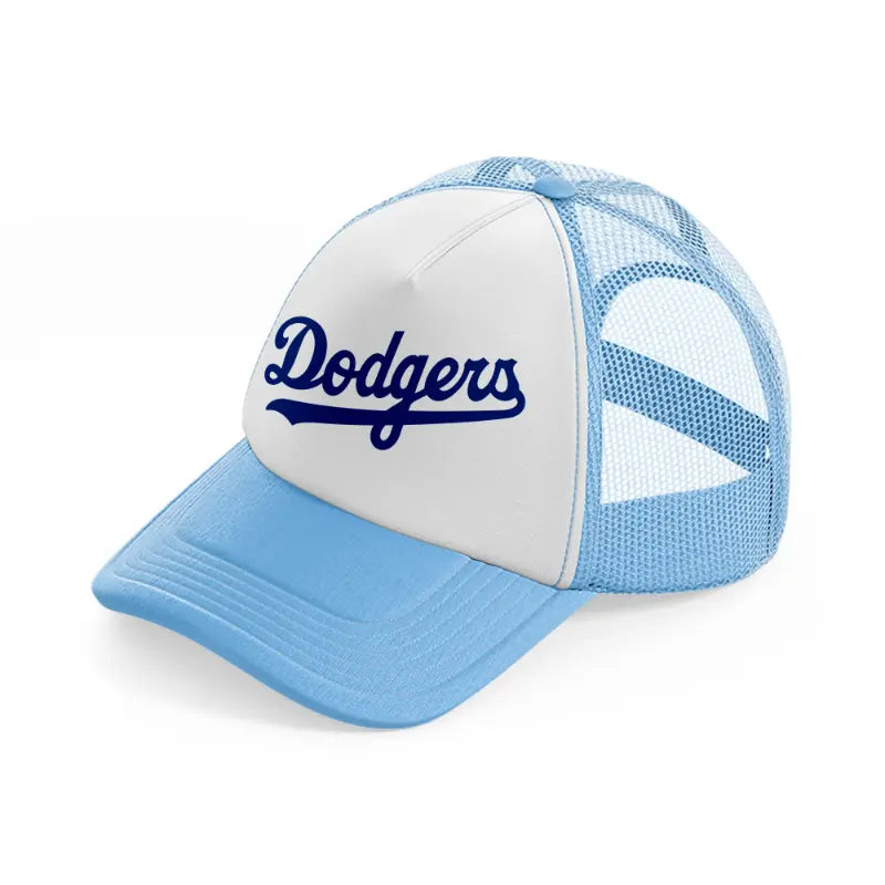 dodgers text sky blue trucker hat