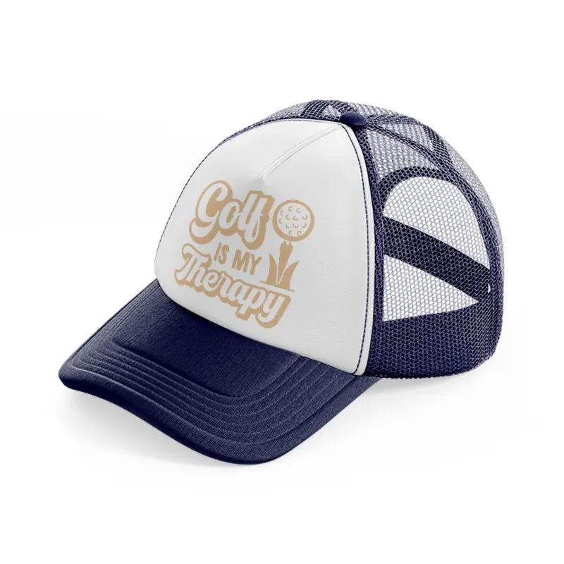 golf is my therapy-navy-blue-and-white-trucker-hat