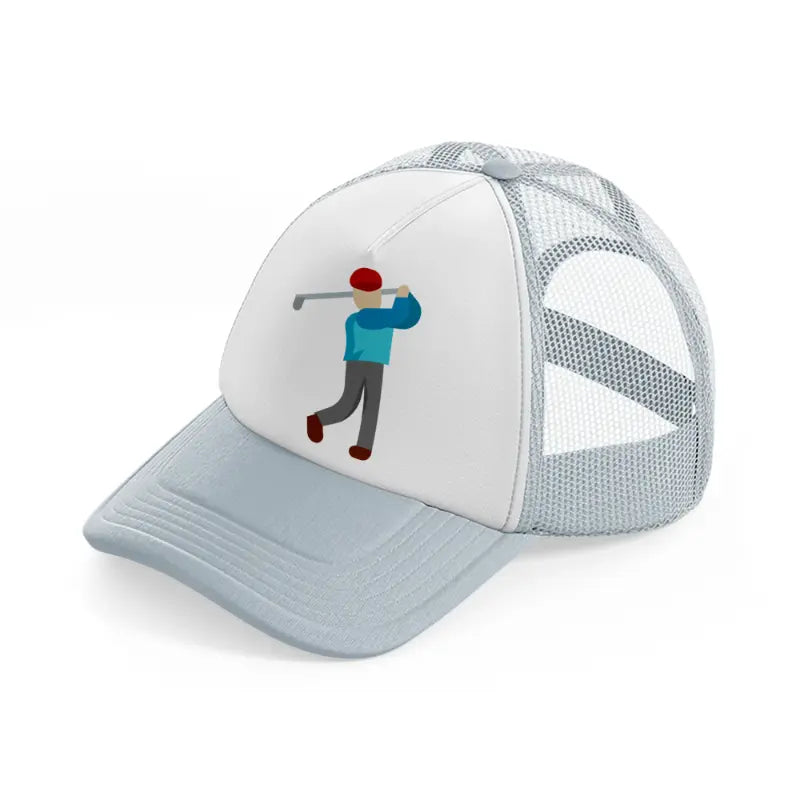 player grey trucker hat