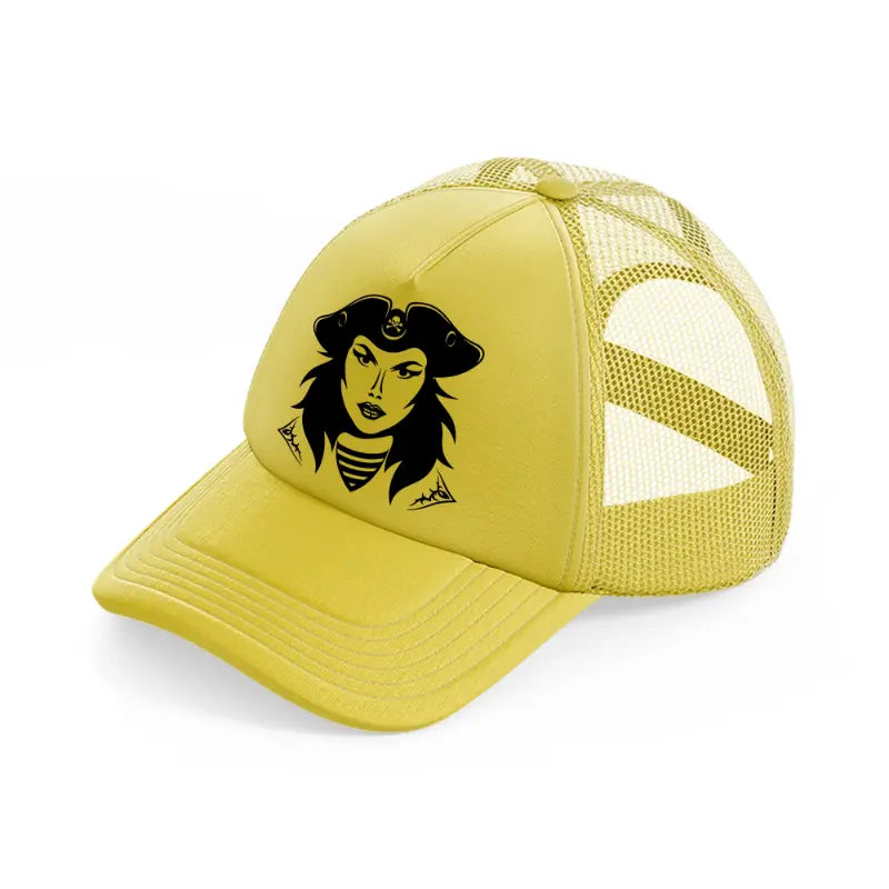 lady pirate gold trucker hat