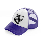 skateboarding skeleton-purple-trucker-hat