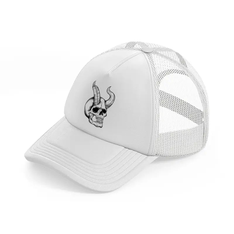 devil's skull-white-trucker-hat