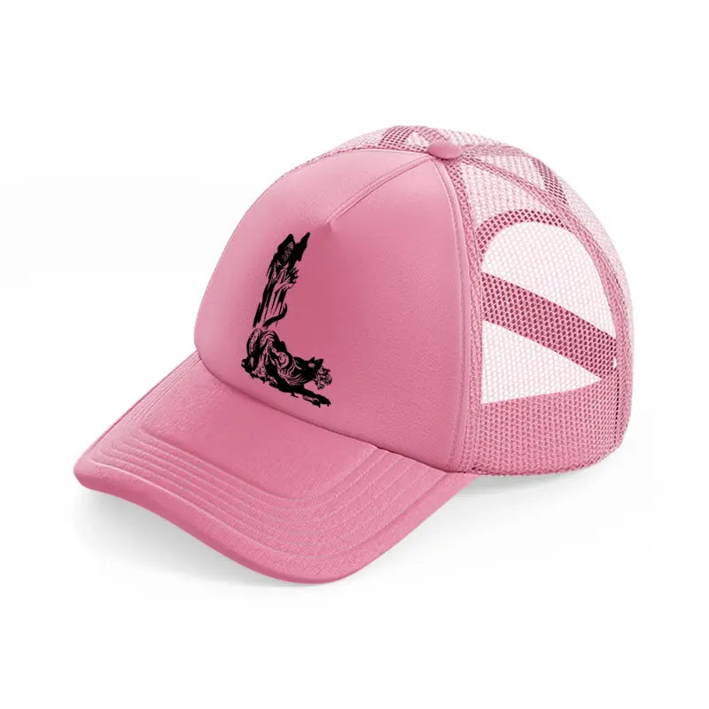 dark art work pink trucker hat