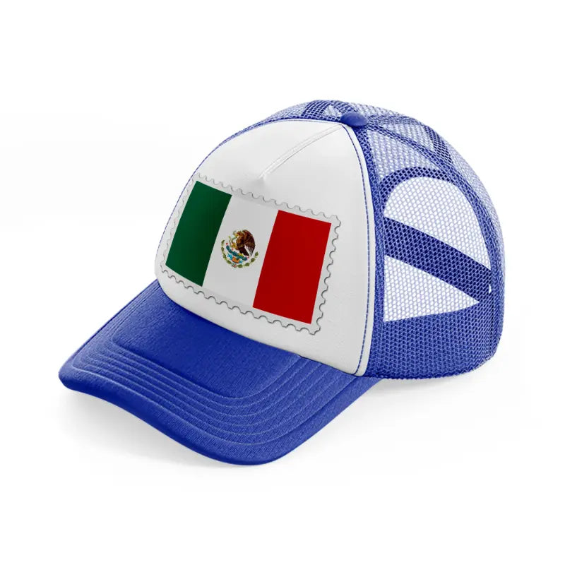 mexico stamp-blue-and-white-trucker-hat