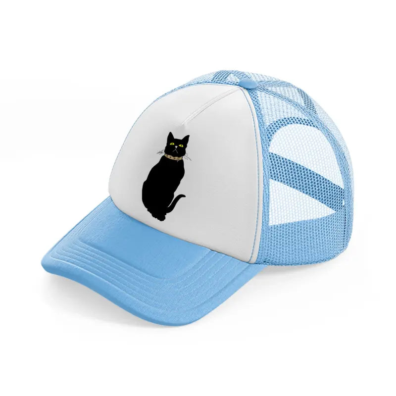 black cat-sky-blue-trucker-hat