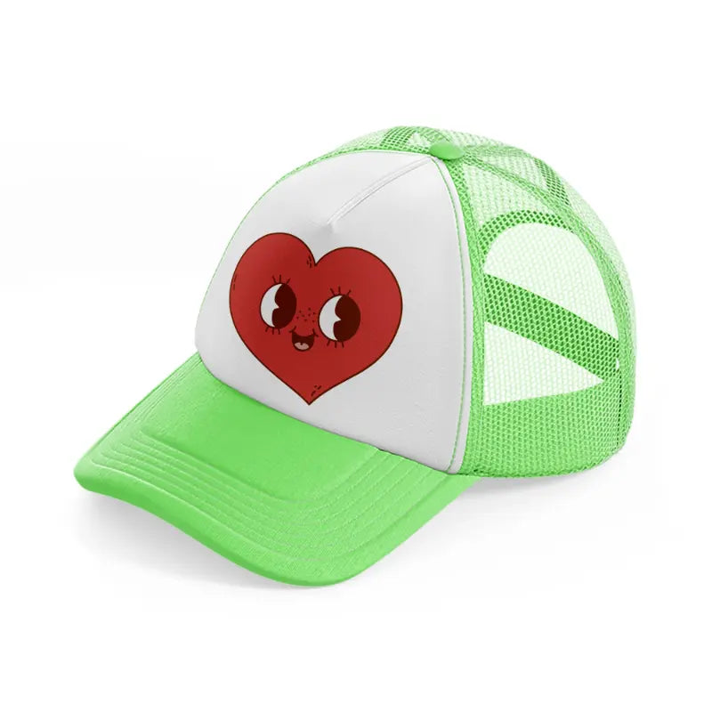 heart smiling red-lime-green-trucker-hat