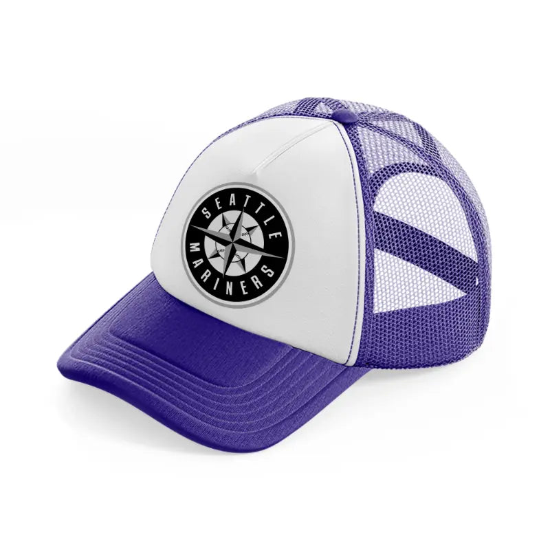 seattle mariners black & white-purple-trucker-hat