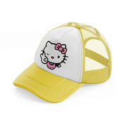 hello kitty v yellow trucker hat