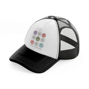 smiley flowers black and white trucker hat